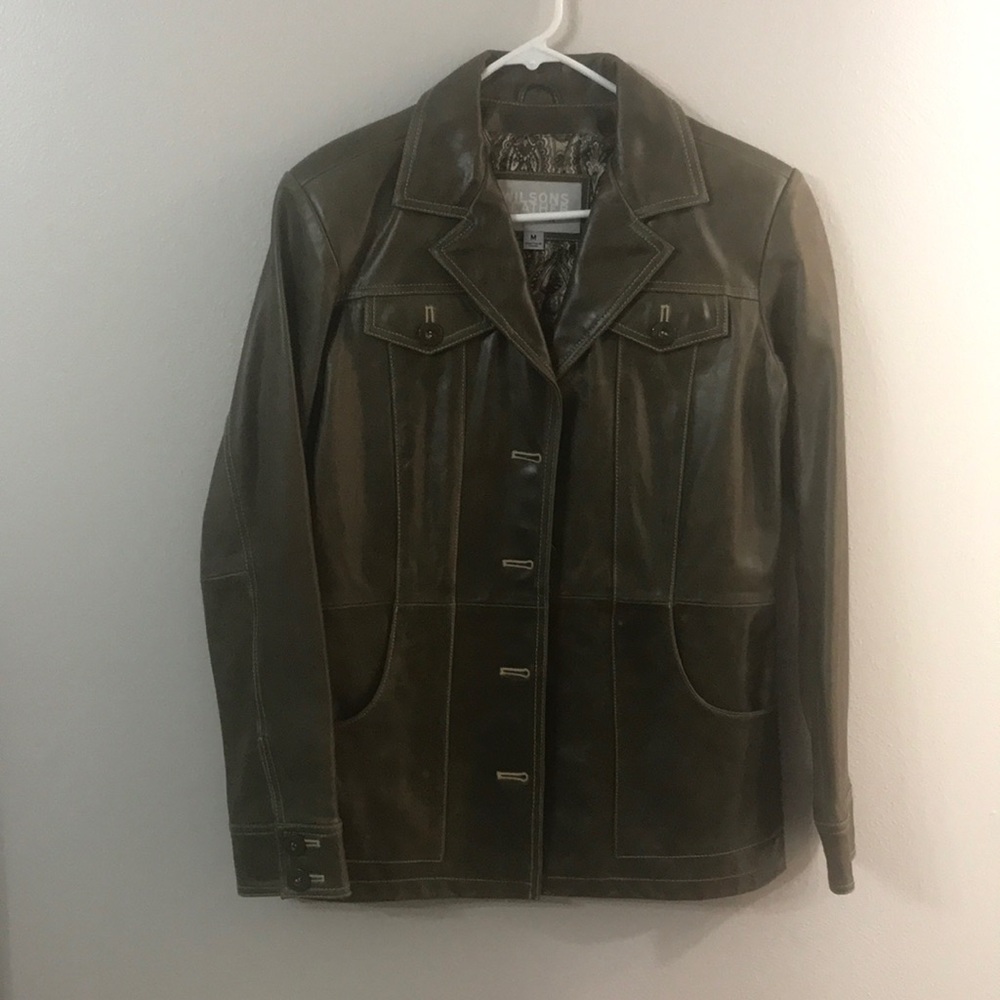 Vintage Olive Green leather jacket (M)